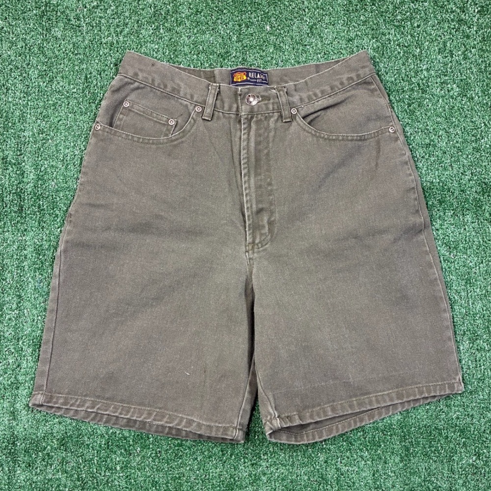 Vintage Route 66 Denim Shorts‎ Olive